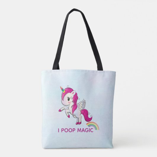 Tote Bag I Poop Magic Funny Unicorne Dit (Dos)