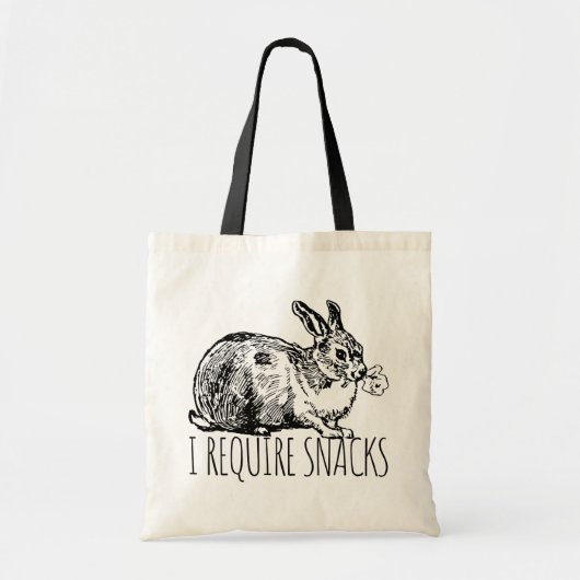 Tote Bag I Require Snacks Cute Bunny Rabbit (Devant)