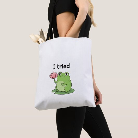 Tote Bag "I Tried" Froggy Effort Design (De près)