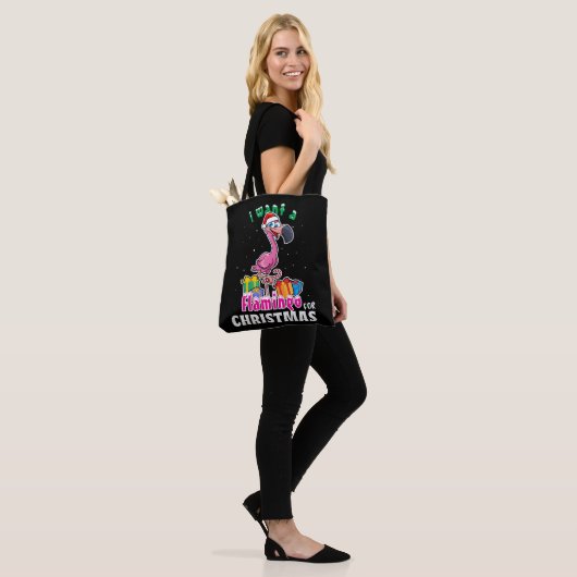 Tote Bag I want a Flamingo for christmas pink flamenco (Sur le modèle)