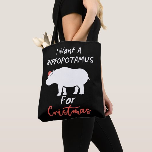 Tote Bag I Want Hippopotamus For Christmas (De près)