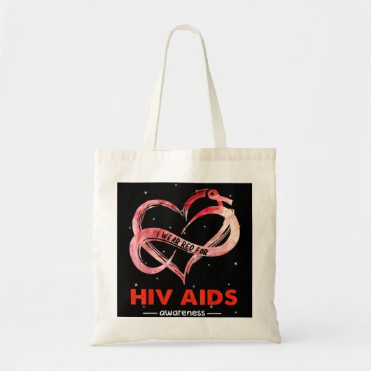 Tote Bag I Wear Red For HIV AIDS AWARENESS (Devant)