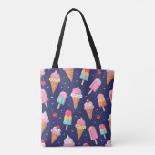 Tote Bag Ice cream, popsicles and cherries pattern (Dos)
