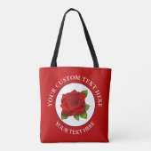 Tote Bag Icône de texte personnalisé Rose rouge (Dos)