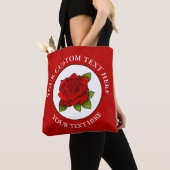 Tote Bag Icône de texte personnalisé Rose rouge (De près)