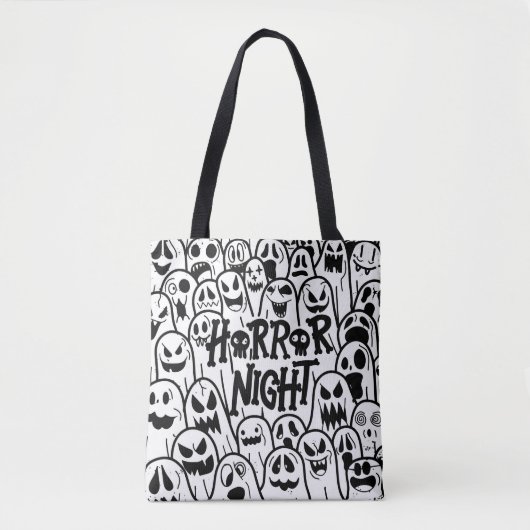 Tote Bag Icône fantôme d'Halloween mignon dans différents s (Devant)