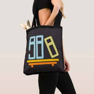 Tote Bag Icône Graphique de Bibliothèque Minimaliste