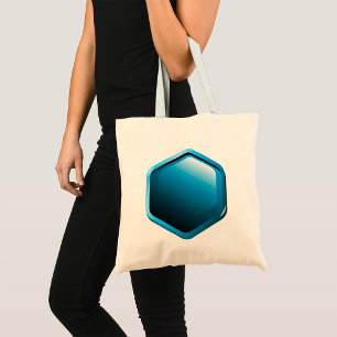 Tote Bag Icône hexagonale bleue brillante Géométrique moder