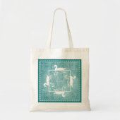 Tote Bag Iconic White Swan Pattern Aqua Texture Monogram (Devant)