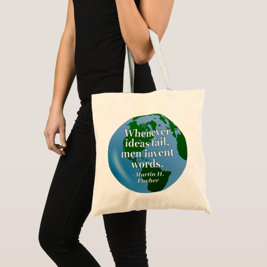 Tote Bag Idées mots d'échec Citation. Globe (Devant (produit))