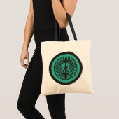 Tote Bag Ikko Ikki Mon clan japonais gris foncé vert (Devant (produit))