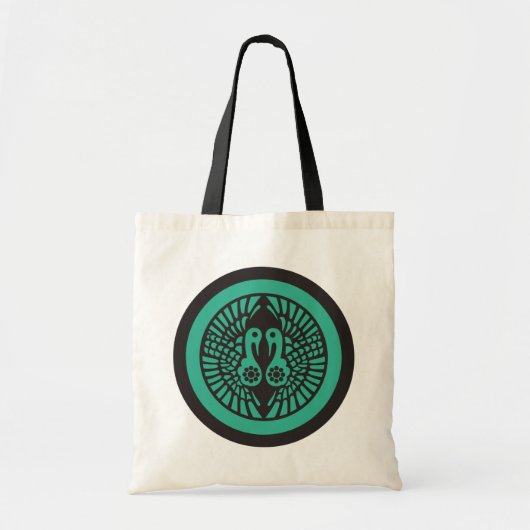 Tote Bag Ikko Ikki Mon clan japonais gris foncé vert (Devant)