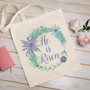 Tote Bag Il est ressuscité Religieux Pâques Floral