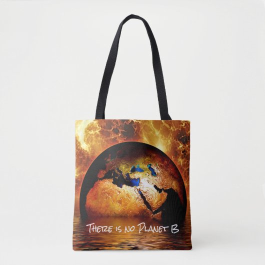 Tote Bag "Il n'y a pas de planète B" avec Burning Earth (Devant)