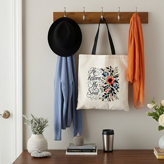Tote Bag Il restaure mon âme floral