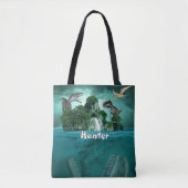 Tote Bag Île de Dinosaur Personnalisé (Devant)