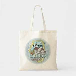 Tote Bag Illinois Lighthouse nom personnalisé