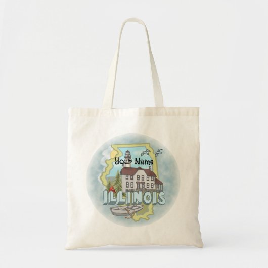 Tote Bag Illinois Lighthouse nom personnalisé (Devant)