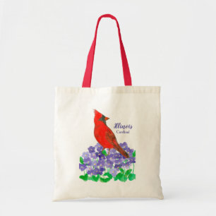 Tote Bag Illinois Souvenir Oiseau Cardinal Violets pourpres