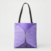 Tote Bag Illusion de textile de joyau violet monogrammé (Devant)
