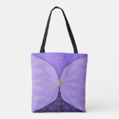 Tote Bag Illusion de textile de joyau violet monogrammé (Dos)