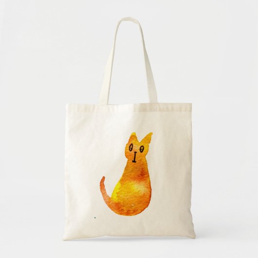 Tote Bag Illustration à l'aquarelle d'un chat roux mignon (Devant)