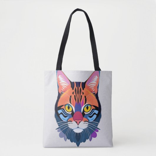 Tote Bag Illustration abstraite d'un visage de chat (Devant)