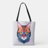 Tote Bag Illustration abstraite d'un visage de chat (Dos)