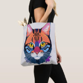 Tote Bag Illustration abstraite d'un visage de chat (De près)