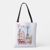 Tote Bag Illustration aquarelle de la Tour Eiffel de Paris (Dos)