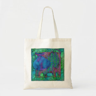 Tote Bag Illustration aquarelle d'hippopotame à motifs