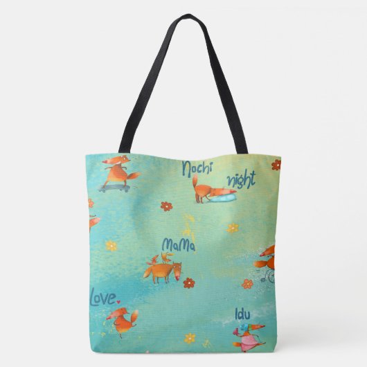 Tote Bag Illustration artisanale de l'aquarelle Funny Fox (Dos)