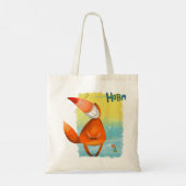 Tote Bag Illustration artisanale de l'aquarelle Funny Fox (Dos)