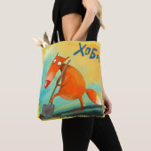 Tote Bag Illustration artisanale de l'aquarelle Funny Fox (De près)