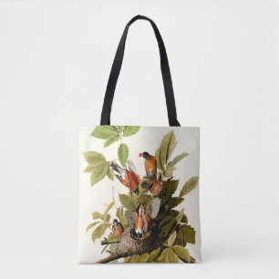 Tote Bag Illustration Audubon American Robin Wildlife Bird