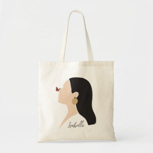 Tote Bag Illustration Boho Abstrait Art Femme, Tonage Terre