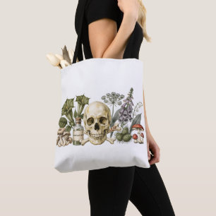 Tote Bag Illustration botanique de crâne de jardin empoison