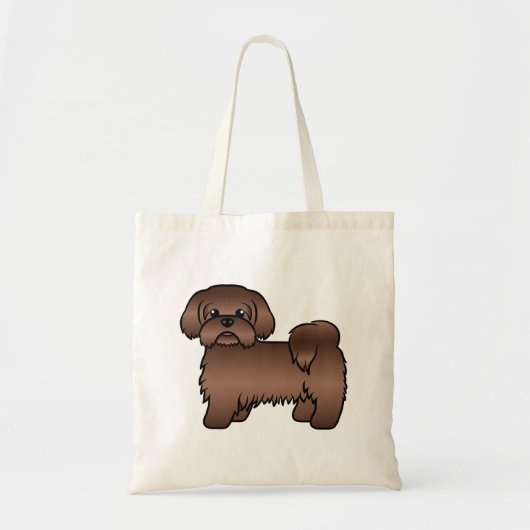 Tote Bag Illustration Brown Chih Tzu Cute Cartoon Chien  (Devant)