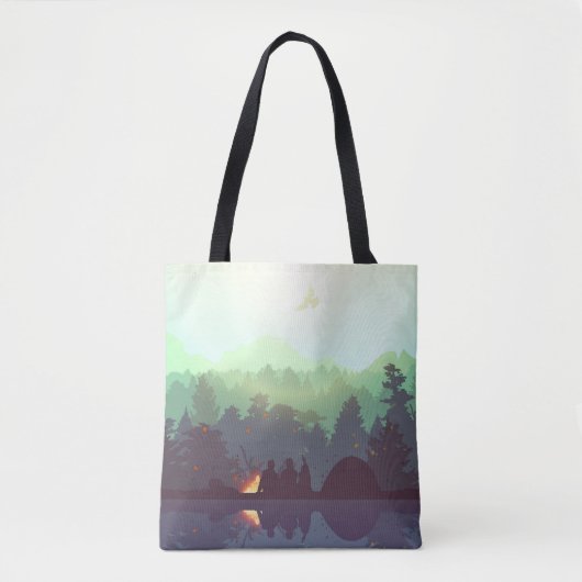 Tote Bag Illustration Camping Adventure Forest Mountain (Devant)