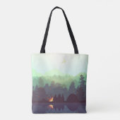 Tote Bag Illustration Camping Adventure Forest Mountain (Dos)