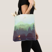Tote Bag Illustration Camping Adventure Forest Mountain (De près)
