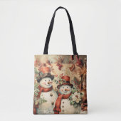 Tote Bag Illustration Christmas Snowmen (Devant)
