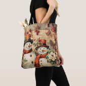 Tote Bag Illustration Christmas Snowmen (De près)