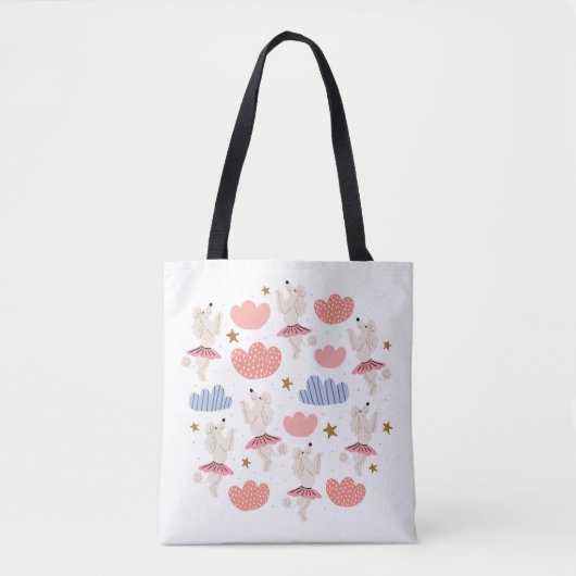 Tote Bag Illustration circulaire avec de mignons chiens de (Devant)