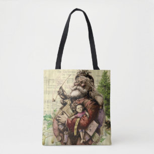 Tote Bag Illustration classique de l'arbre du Père Noël joy