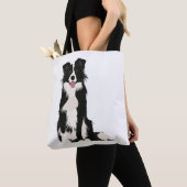 Tote Bag Illustration Collie Bordure ! (De près)