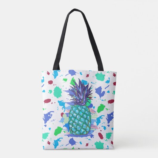 Tote Bag Illustration Colorée D'Ananas Et De Peinture (Dos)
