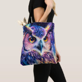 Tote Bag Illustration colorée de hibou (De près)