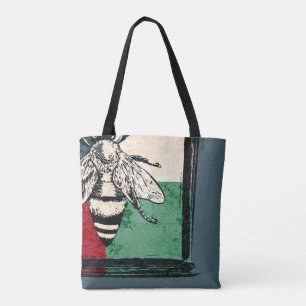 Tote Bag Illustration colorée de l'insecte d'abeille vintag