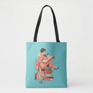 Tote Bag Illustration d'amour de livre vintage